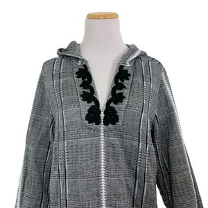 Tommy Bahama Cotton Pullover Hoodie Soutache Women’s M Beachy Baja Hood Coastal